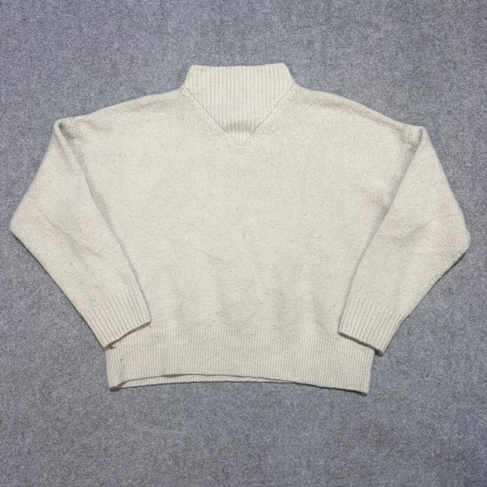 Madewell Cream Notched Mock Neck Pullover Sweater XL Relaxed Knit Cream